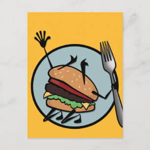 FUNNY CHEESEBURGER VERTICAL POSTCARD