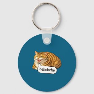 Funny Cheesy Cat Smile Meme Silly Weird Chubby Cat Keychain