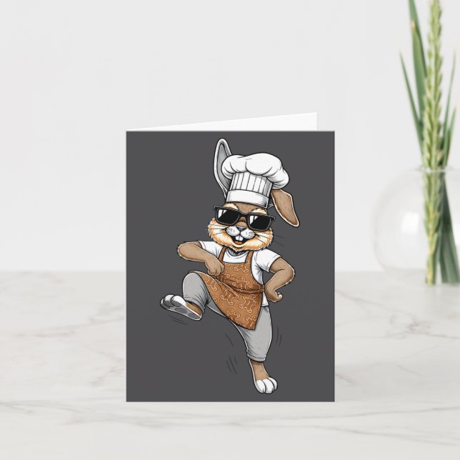 Funny Chef Bunny Cool Baker Rabbit Cooking Cartoon Card (Front)