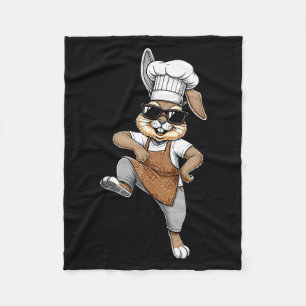 Funny Chef Bunny Cool Baker Rabbit Cooking Cartoon Fleece Blanket