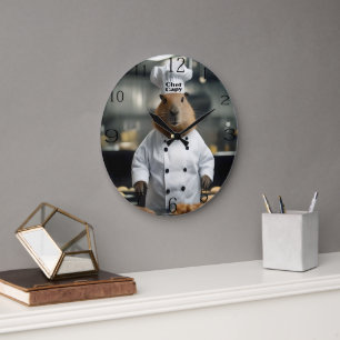 Funny Chef Capybara, Large Clock