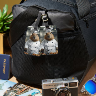 Funny Chef Capybara, Luggage Tag
