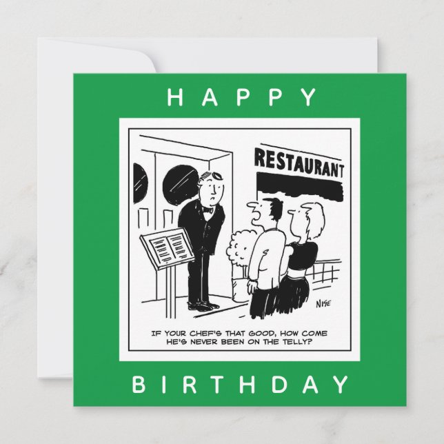 Funny Chef Cartoon - Is the Chef Highly Renowned? Card (Front)