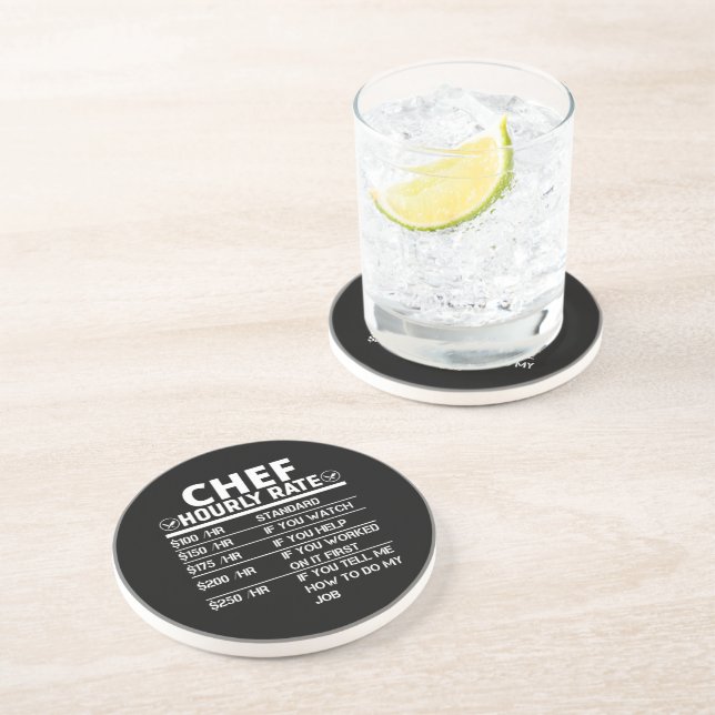 Funny Chef Hourly Rate Sandstone Coaster (Side)