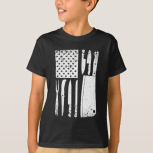 Funny Chef Knife American Flag Design For Men Wome T-Shirt
