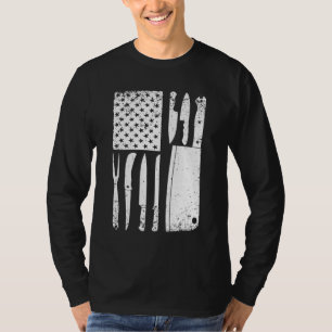 Funny Chef Knife American Flag Design For Men Wome T-Shirt