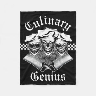Funny Chef Skull Trio: Culinary Genius Fleece Blanket