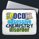 Funny Chemistry Laptop Sleeve<br><div class="desc">Funny chemistry teacher gift that reads OCD Obsessive Chemistry Disorder next to science beakers full of chemicals for an experiment. A cool chemistry major present for a scientist.</div>