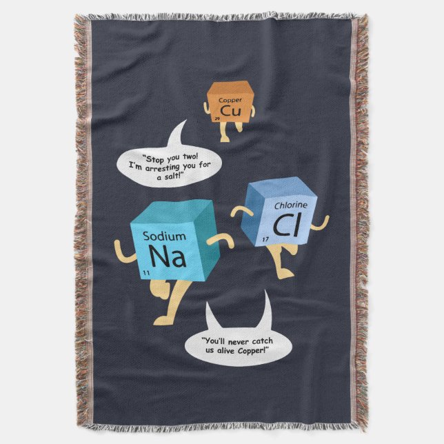 Funny Chemistry Periodic Table Science Throw Blanket (Front Vertical)