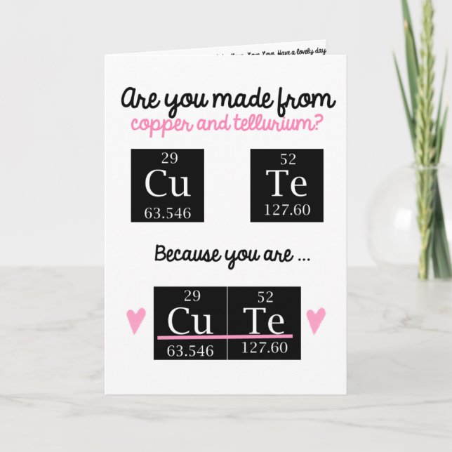 Funny Chemistry Valentines Day Card (Front)