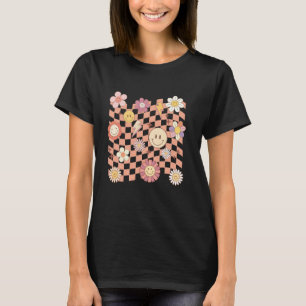 Funny Chequered Happy Smiling Smile Face Daisy Flo T-Shirt