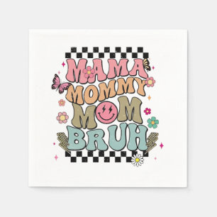 Funny Chequered Mama Flowers Mother’s Day Cute Mom Napkin