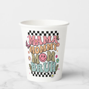 Funny Chequered Mama Flowers Mother’s Day Cute Mom Paper Cups