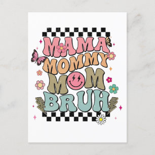 Funny Chequered Mama Flowers Mother’s Day Cute Mom Postcard