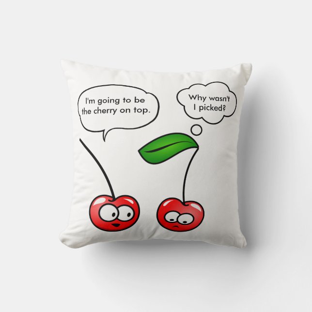 Funny Cherry Puns Joke Throw Pillow (Front)