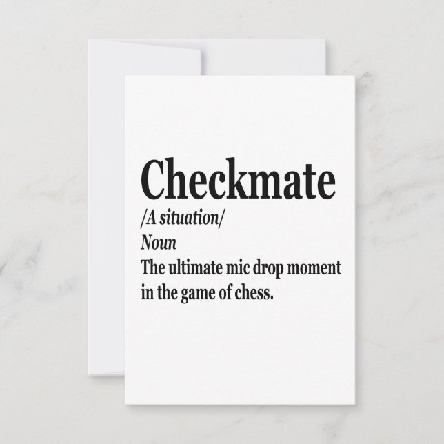 Funny Chess Checkmate Definition Chess Lover Thank You Card (Front)