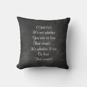 Funny chess joke gifts chalkboard throw pillow