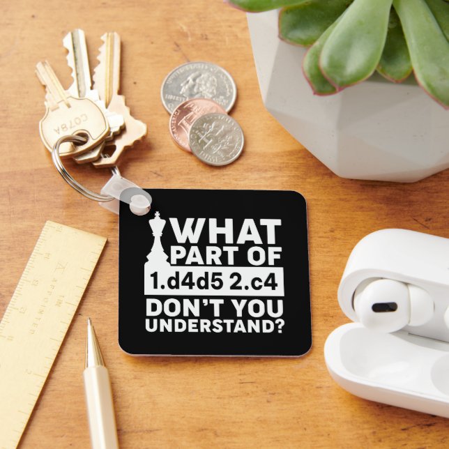 Funny Chess Move Black and White Keychain (Desk)