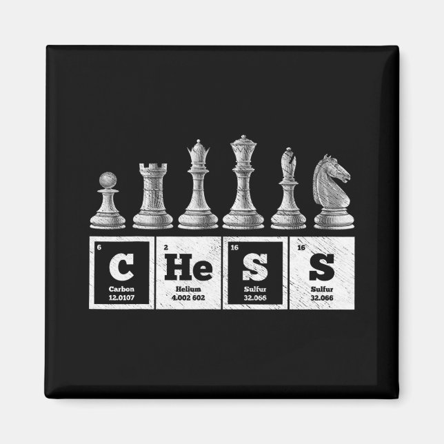 funny chess player geek periodic system chemistry magnet (Front)