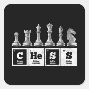 funny chess player geek periodic system chemistry square sticker