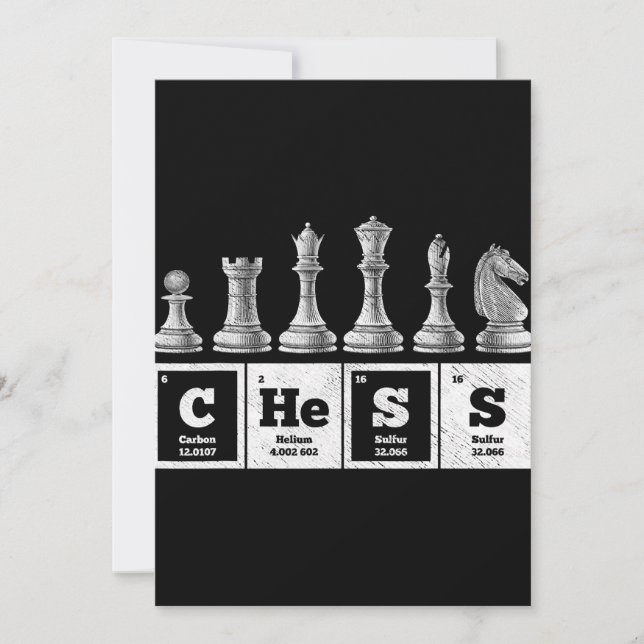 funny chess player geek periodic system chemistry thank you card (Front)