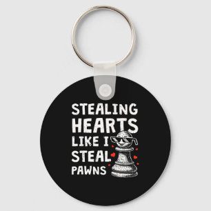 Funny chess valentines day stealing heart like keychain