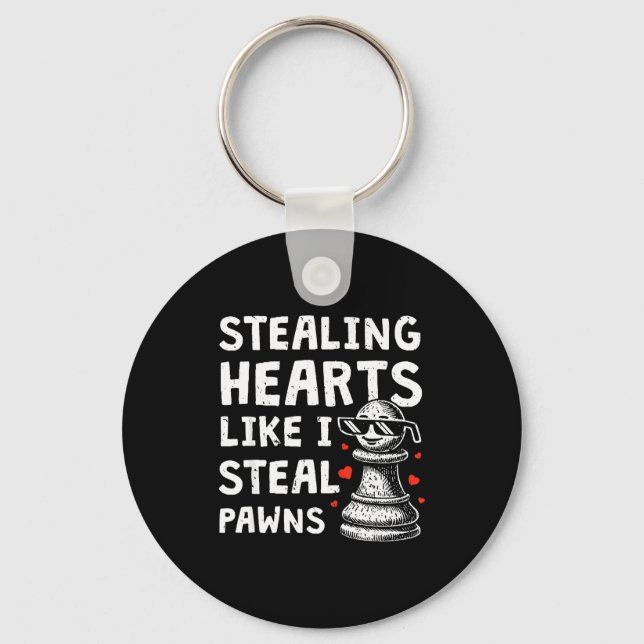 Funny chess valentines day stealing heart like keychain (Front)