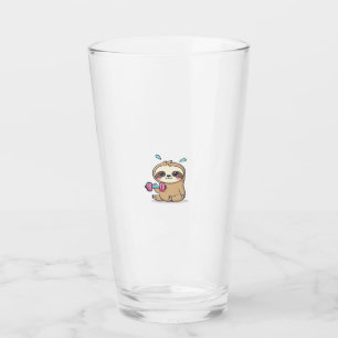 Funny Chibi Sloth Workout Cute Kawaii Gym Cartoon Glass