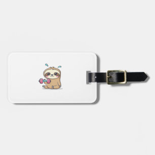Funny Chibi Sloth Workout  Cute Kawaii Gym Cartoon Luggage Tag