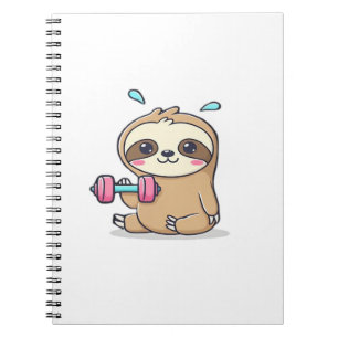Funny Chibi Sloth Workout Cute Kawaii Gym Cartoon Notebook