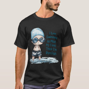 Funny Chibi Swimmer I Love Swimming Part Fish Grap T-Shirt