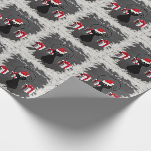 Funny chic Christmas Santa cartoon cat chalkboard Wrapping Paper
