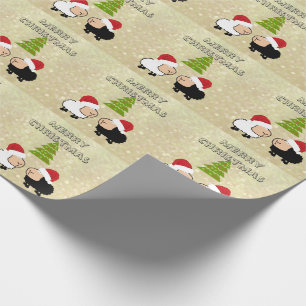 Funny chic Christmas Santa cartoon sheep Wrapping Paper