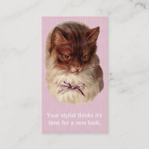 funny chic hair stylist pastel pink appointment card