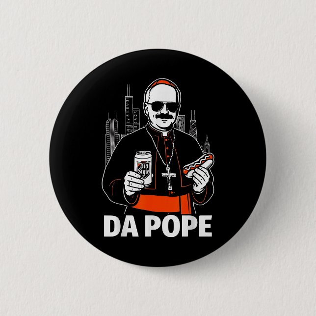Funny Chicago Pope Leo Xiv Graphic  2 Inch Round Button (Front)