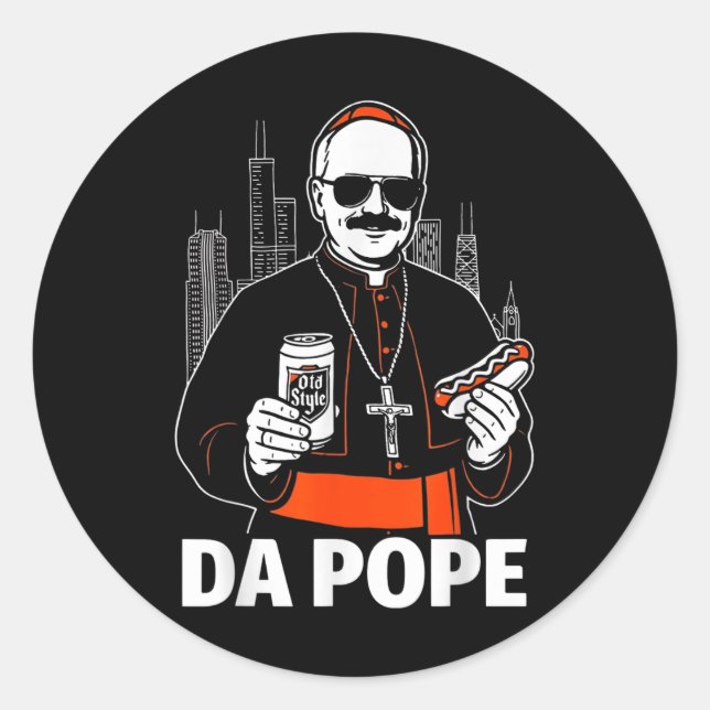 Funny Chicago Pope Leo Xiv Graphic  Classic Round Sticker (Front)