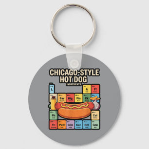 Funny Chicago Style Hot Dog Periodic Dinner Table Keychain