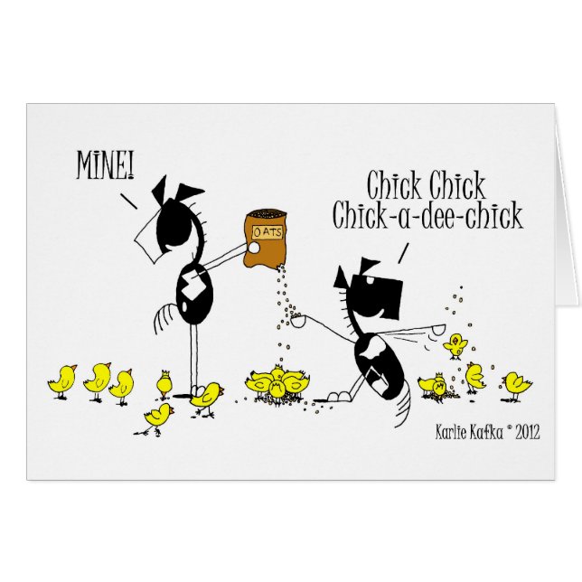 Funny Chick & Horse Cartoon Card (Front Horizontal)