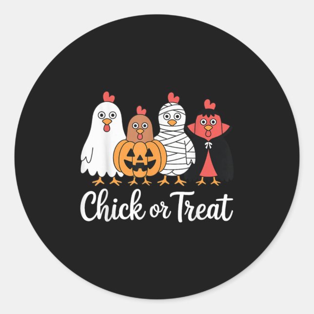 Funny Chick Or Treat Chicken Halloween  Classic Round Sticker (Front)