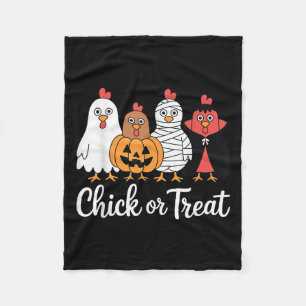 Funny Chick Or Treat Chicken Halloween Fleece Blanket