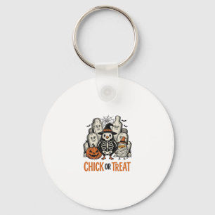 Funny Chick Or Treat Halloween Chicken Graphic_1 Keychain