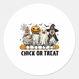 Funny Chick Or Treat Halloween Witch Spooky Chicke Classic Round Sticker