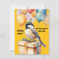 Funny Chickadee Birthday Humour with Balloons