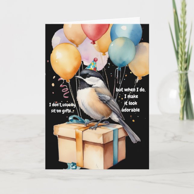 Funny Chickadee Birthday Party Invite Art (Front)