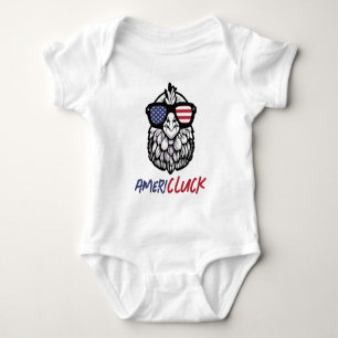 Funny Chicken Ameri-CLUCK Patriotic  Baby Bodysuit