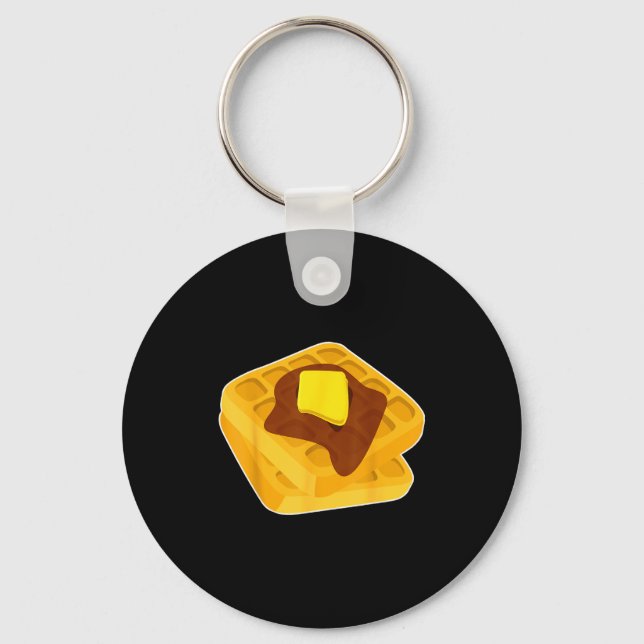 Funny Chicken &amp; Waffles Matching Halloween Cos Keychain (Front)