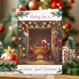 Funny Chicken and Christmas Puns and Humour Card