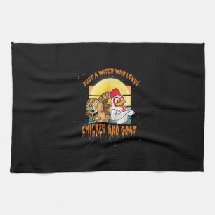 Funny Chicken And Goat Halloween Costume Gift Kitchen Towel