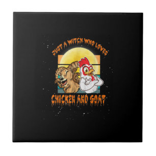 Funny Chicken And Goat Halloween Costume Gift Tile