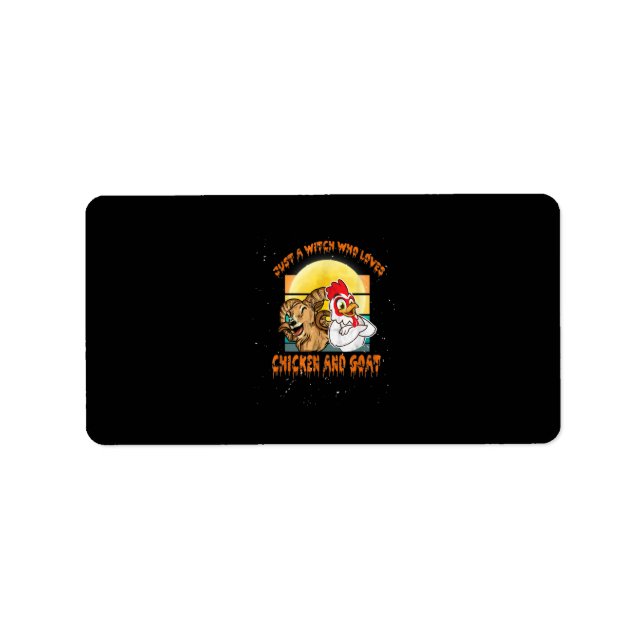 Funny Chicken And Goat Halloween Costume Label (Front)